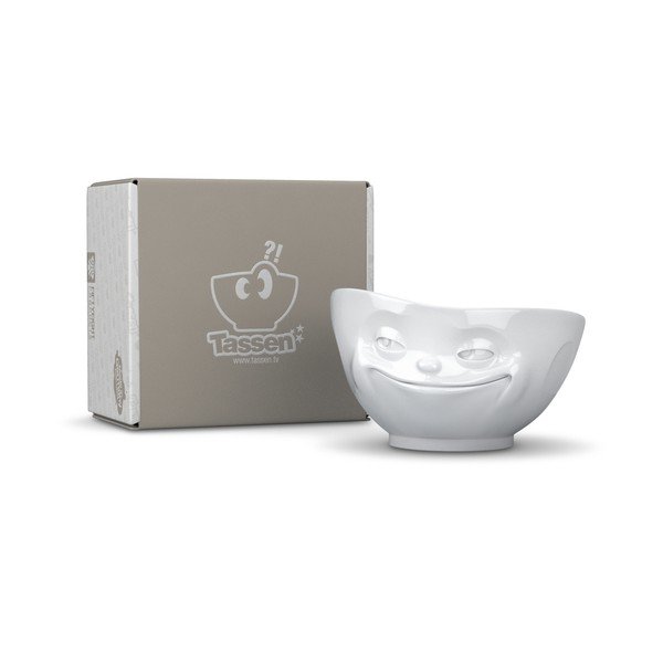 Balta porcelāna bļoda ar smaidīgu seju 58products -image-1