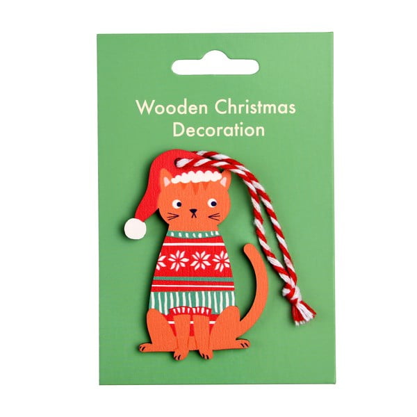 Koka Ziemassvētku eglītes rotājums 5 cm Ginger Cat – Rex London-image-2