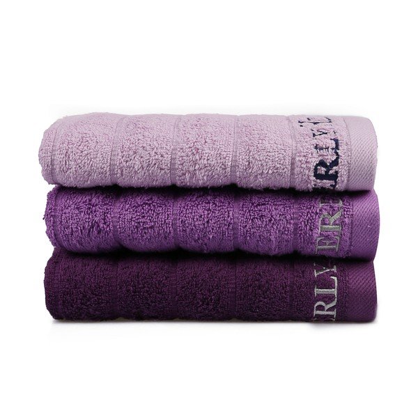 3 violetu kokvilnas roku dvieļu komplekts, 90 x 50 cm-image-1