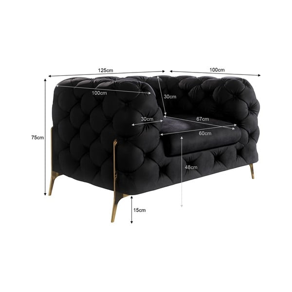 Melns samta atpūtas krēsls Chelsea Bis – Ropez-image-4