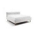 Gaiši pelēka polsterēta divvietīga gulta ar veļas kasti ar redelēm 160x200 cm Lotte – Meise Möbel