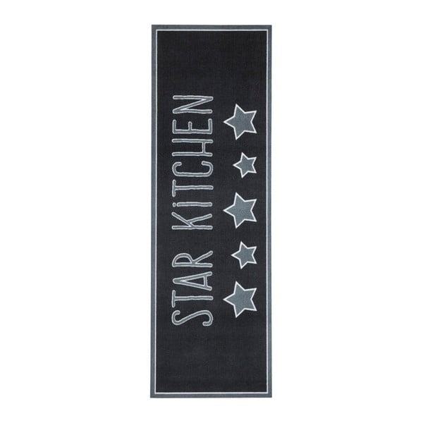 Tumši pelēks virtuves paklājs Zala Living Star, 50 x 150 cm