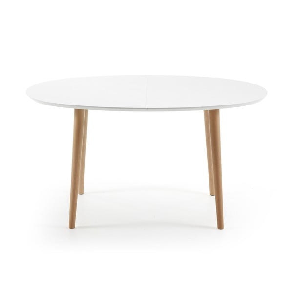 Balts izvelkams ēdamgalds ar baltu galda virsmu 90x140 cm Oqui – Kave Home-image-1