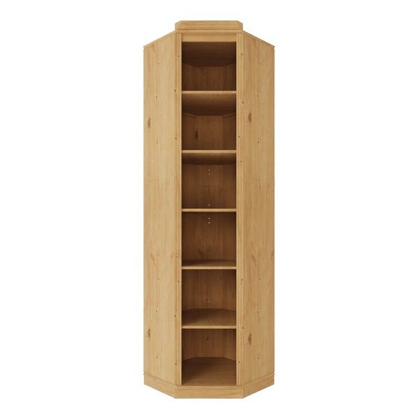 Gaiša dabīga toņa priedes masīvkoka grāmatplaukts 85x219x56 cm Anita – Støraa