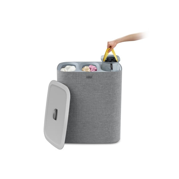 Pelēks tekstila veļas grozs 90 l Tota Trio – Joseph Joseph-image-3