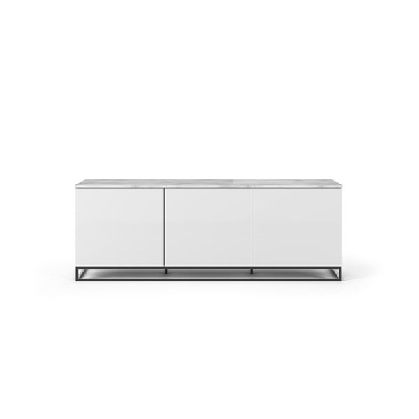 Balts TV galdiņš ar baltu virsmu un melnām kājām, 180 x 65 cm Join – TemaHome