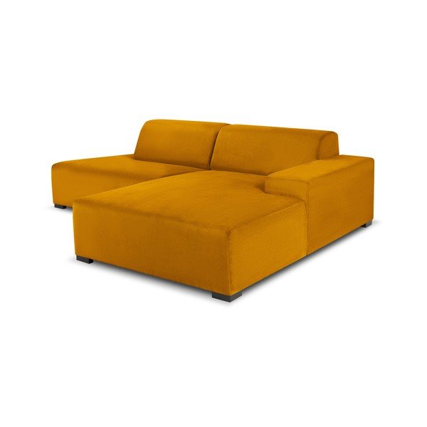 Dzeltens velveta stūra dīvāns Cosmopolitan Design Hobart, labais stūris ...