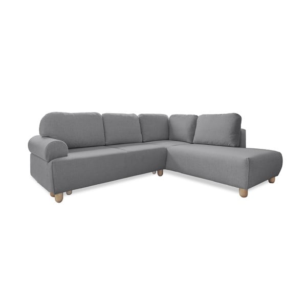 Pelēks izvelkamais stūra dīvāns (labais stūris) Bouncy Olli – Miuform