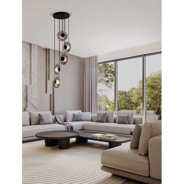 Matēti melna stikla LED piekaramā lampa ar regulējamu spilgtumu ø 40 cm Ballet – Nova Luce-image-1