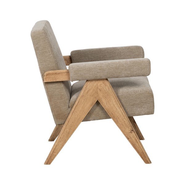 Bēšs atpūtas krēsls no šenila auduma Rest – Ixia-image-2