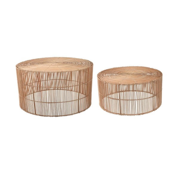 Dabīga toņa rotangpalmas apaļi žurnālgaldiņi (2 gab.) ø 66 cm Elmima – Kave Home