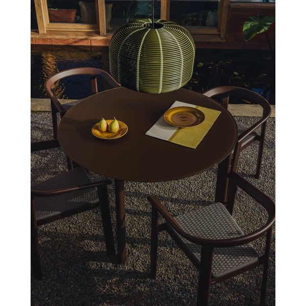 Apaļš dārza ēdamgalds ar stikla galda virsmu ø 120 cm Erice – Kave Home-image-1