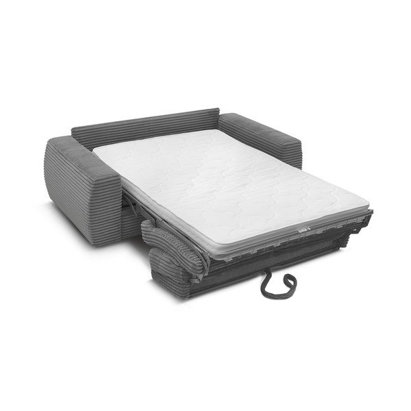 Tumši pelēks velveta dīvāns gulēšanai/salokāms 220 cm Hugo – Bobochic Paris-image-4