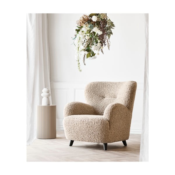 Gaiši brūns atpūtas krēsls no buklē auduma Lunaro – House Nordic-image-1