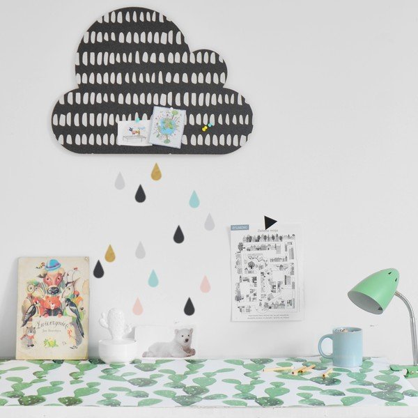 Dekoratīvs pašlīmējošs ziņojumu dēlis Dekornik Black Cloud With Pastel Drops, 57 x 40 cm-image-1