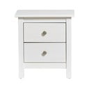 Balts priedes masīvkoka naktsgaldiņš ar 2 atvilktnēm Marckeric Berna