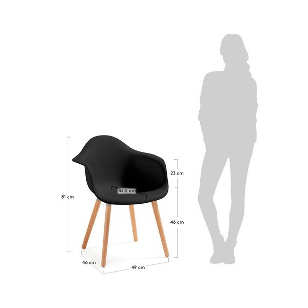 2 melnu ēdamistabas krēslu komplekts La Forma Kenna-image-3