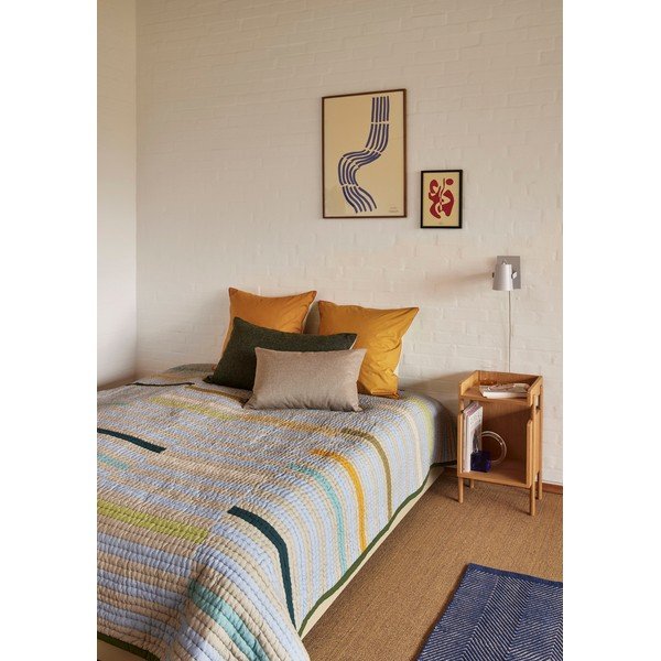 Zaļš kokvilnas pārklājs divguļamai gultai 260x260 cm Twist - Hübsch-image-1