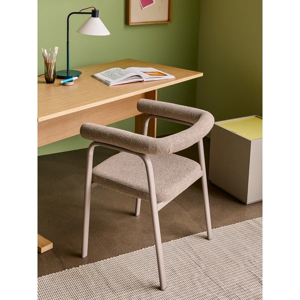 Bēši polsterēti ēdamistabas krēsli ar roku balstiem (2 gab.) Ecto – Hübsch-image-1