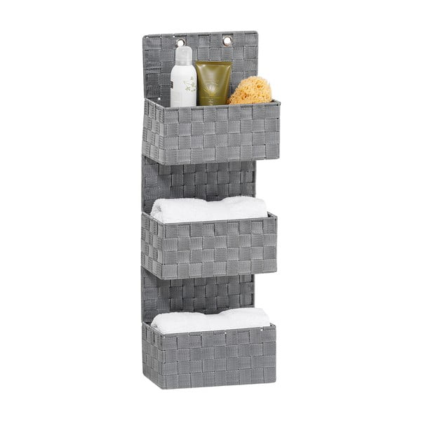 Pelēks trīsdaļīgs vannas istabas organizators Wenko Adria-image-3