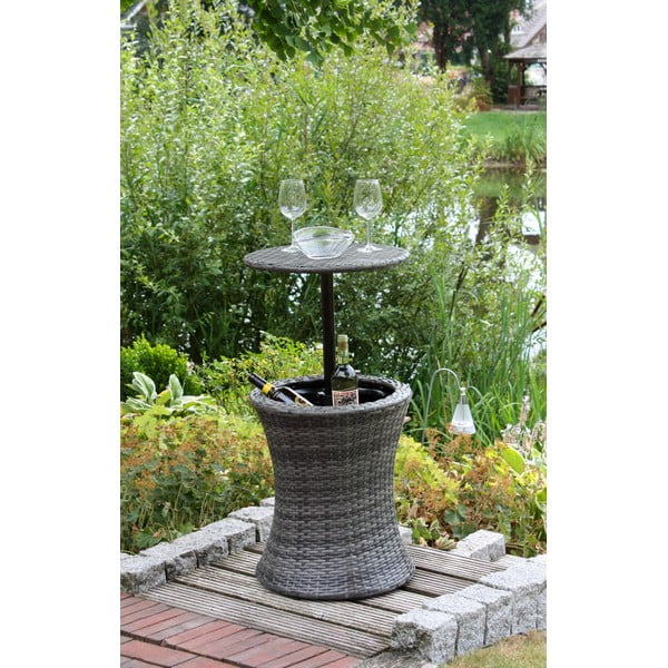 Mākslīgās rotangpalmas apaļš dārza bāra galds ø 45 cm Mumbai – Garden Pleasure-image-1