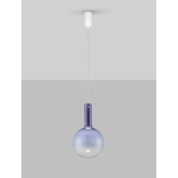 Zila stikla LED piekaramā lampa ar regulējamu spilgtumu ø 25 cm Nostos – Nova Luce-image-4
