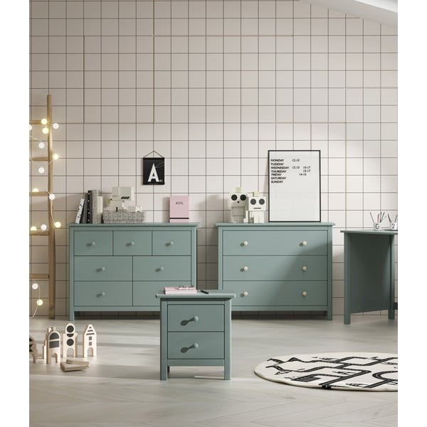 Zaļganzils priedes masīvkoka bērnu naktsskapītis Max – Marckeric-image-1