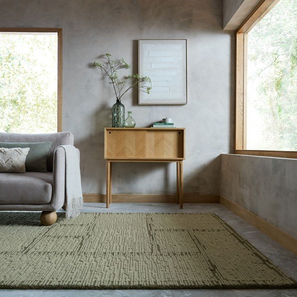Zaļš ar rokām darināts vilnas paklājs 160x230 cm Harris Modula Wool – Flair Rugs-image-1
