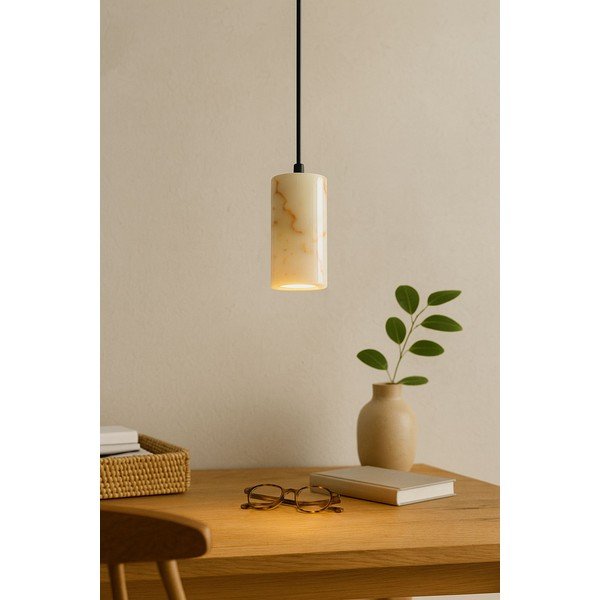 Krēmkrāsas piekaramā lampa ar marmora abažūru ø 6,5 cm Selma – Opviq lights-image-4