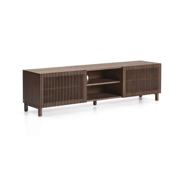 Tumši brūns TV galdiņš ar riekstkoka imitāciju 180x49,5x42,5 cm Beyla – Kave Home