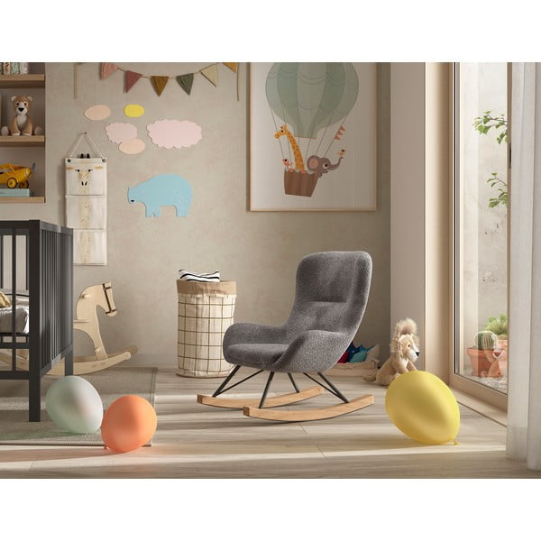 Pelēks šūpojošs bērnu atpūtas krēsls no buklē auduma ROCKY – Vipack-image-1
