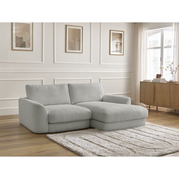 Gaiši pelēks stūra dīvāns no buklē auduma (ar labo stūri/ar zvilni) Leonore – Bobochic Paris-image-4