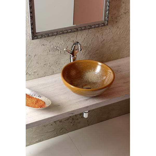 Spīdīgas sudraba krāsas/zelta krāsas stāvošs jaucējkrāns izlietnei Antea – Sapho-image-2