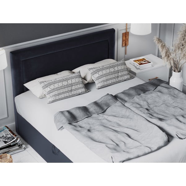 Tumši zila samta divguļamā gulta Mazzini Beds Yucca, 160 x 200 cm-image-1