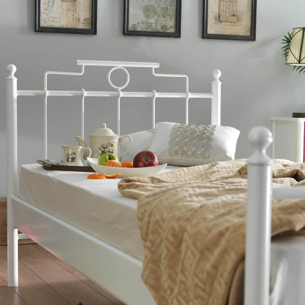 Balta metāla vienvietīga gulta ar režģi 120x200 cm Hatkus – Kalune Design-image-3