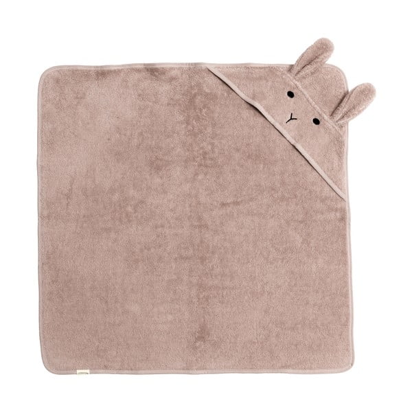 Rozā/brūns kokvilnas bērnu dvielis ar kapuci 75x75 cm Rabbit – Kindsgut-image-1