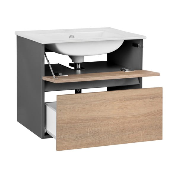 Dabīga toņa piekarams skapītis bez izlietnes ar ozolkoka imitāciju 60x52 cm Wisla – Støraa-image-3