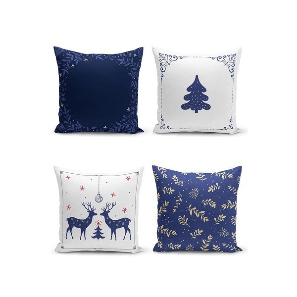 Spilvendrānas ar Ziemassvētku motīvu (4 gab.) 43x43 cm Blue Christmas – Mila Home