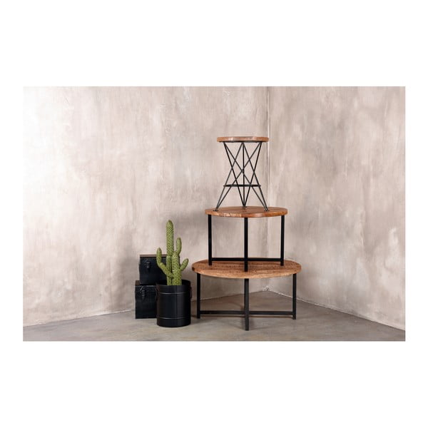 Melns kafijas galdiņš ar mango koka virsmu LABEL51 Dex, ⌀ 60 cm-image-1