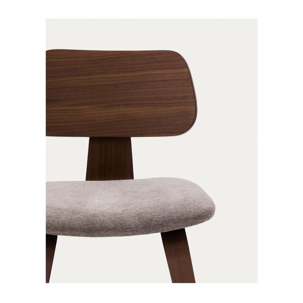 Bēšs/tumši brūns pusdienu krēsls ar riekstkoka imitāciju Gena – Kave Home-image-3