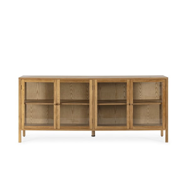 Dabīga toņa vitrīna ar ozolkoka imitāciju 180x80x40 cm Ceci – MOME