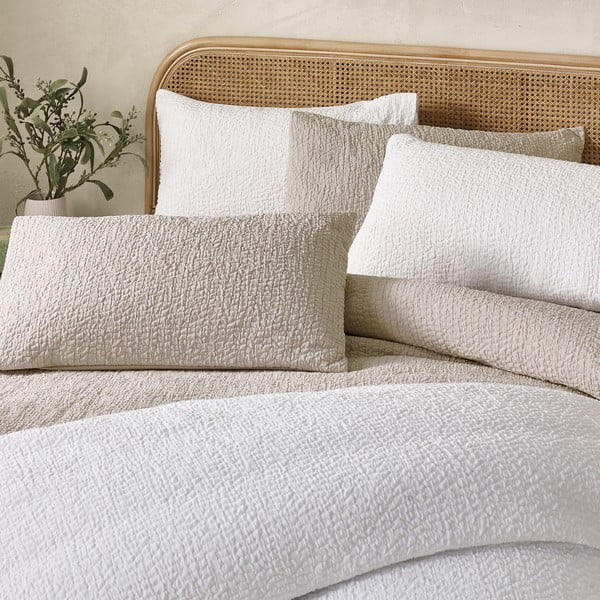 Gaiši brūna divguļamā gultas veļa no krepa auduma 200x200 cm Crinkle Seersucker – Catherine Lansfield-image-4