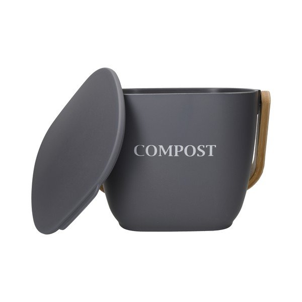 Tumši pelēks bambusa konteiners kompostējamiem atkritumiem Kitchen Craft Natural Elements-image-2