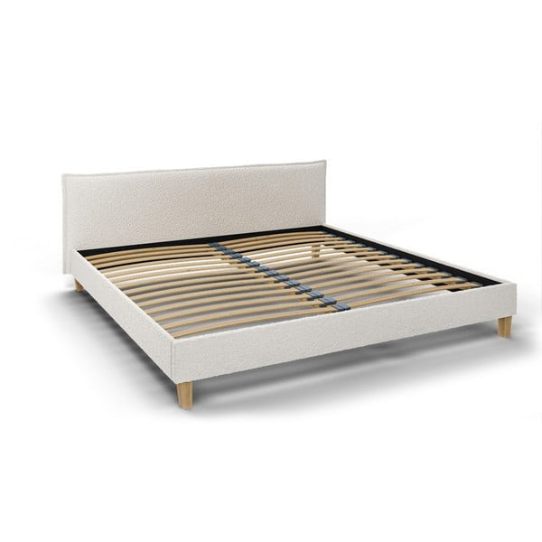 Krēmkrāsas mīksta divvietīga gulta ar režģi 200x200 cm Tina – Ropez