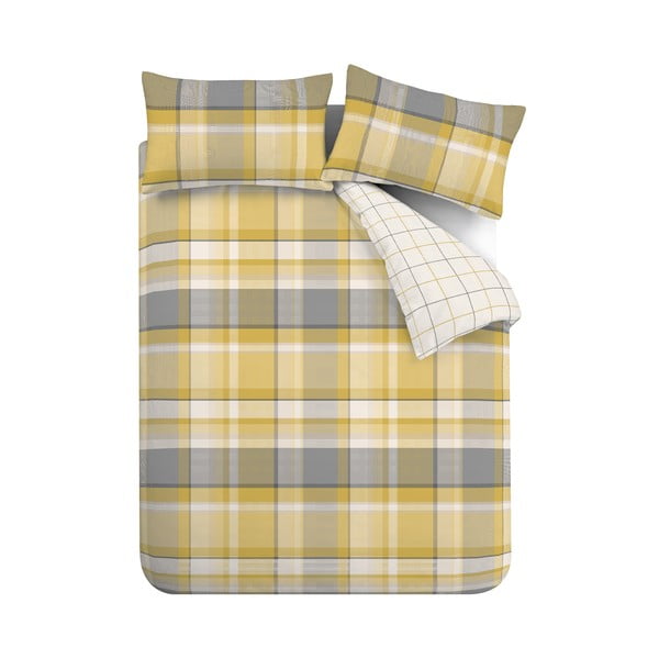 Dzeltena gultas veļa divvietīgai gultai 200x200 cm Check – Catherine Lansfield