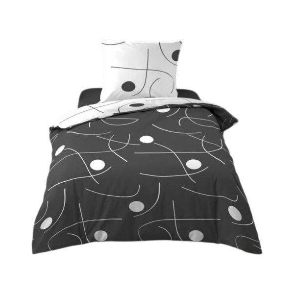 Balta/tumši pelēka vienguļamā mikrošķiedras gultas veļa 140x200 cm Sonate – douceur d'intérieur