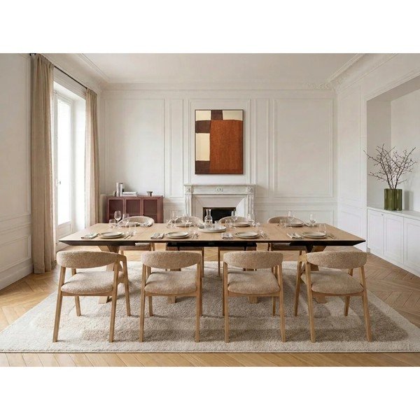 Izvelkams ēdamgalds ar papildu galda virsmu ar ozolkoka imitācijas galda virsmu 100x160 cm Martha – Bobochic Paris-image-2