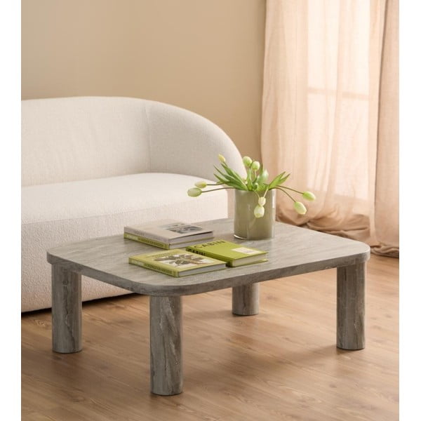 Gaiši pelēks žurnālgaldiņš ar marmora imitāciju 75x100 cm Solano – Actona-image-1