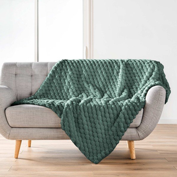 Zaļš mikroplīša pleds 220x240 cm Frosty – douceur d'intérieur-image-3