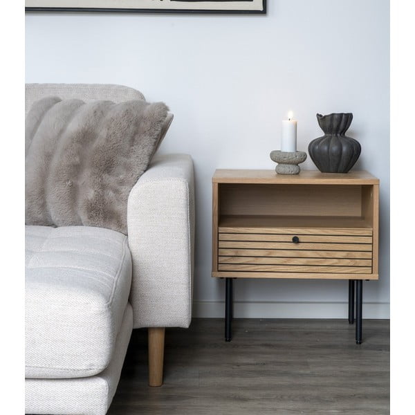 Sānu galdiņš ar ozolkoka imitācijas galda virsmu 40x50 cm Kyoto – House Nordic-image-1